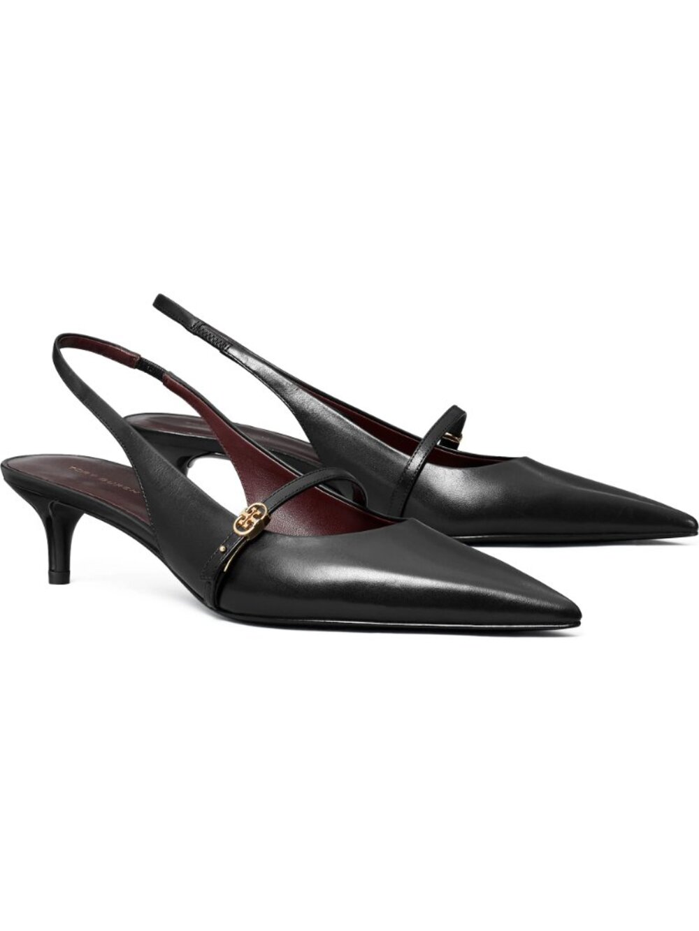 Tory Burch $325 Double T Buckle Slingback Mary Jane Kitten Heel Pump 45 MM Sz 9